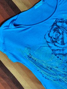 Miss Stylviz Women Blue Floral Graphic Printed Top