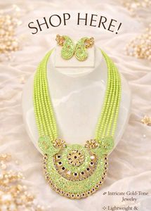 🌸 Green Kundan Necklace Set 🌸