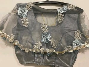 Grey Layered Lehanga With Blouse