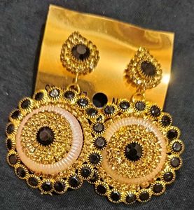 Statement Earrings - Gold & Black