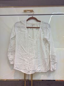 White Crochet Sleeve Top