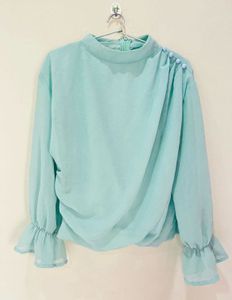 Aqua Mock Neck Long Sleeve Top