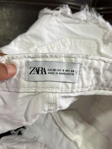 White Ripped Denim Shorts