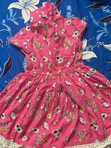 Pink Butterfly Print Dress
