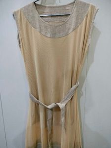 Cream Color Net Midi Dress