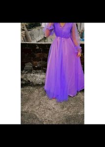 Beautiful Levender Long Gown💜with Hair Bow🎀
