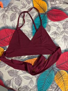 Burgundy Halter Neck Top
