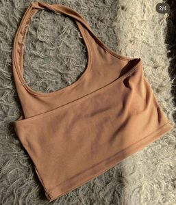 Beige Halter Neck Top