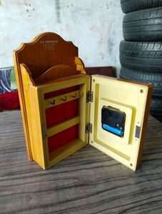 Table Clock WOODEN Color With Good Condition