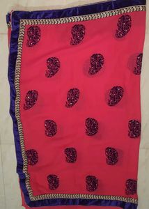 Red &amp; Blue Paisley Saree