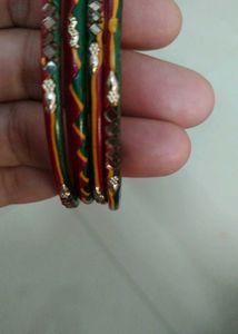Vintage Wood Bangles - Set of Four