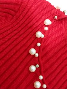 Hot Red Ribbed Bodycon Dress ( Fits - Xs , S , M )