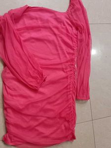 Pink Ruffel Party Wear Dress.