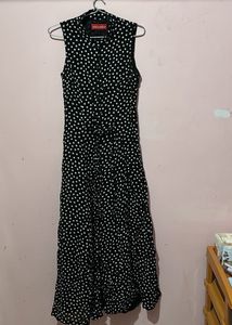 Polka Dot Sleeveless Midi Dress