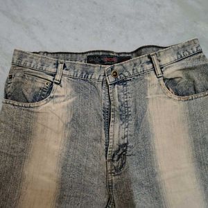 Washed effect Blue And Cream Denim Jeans