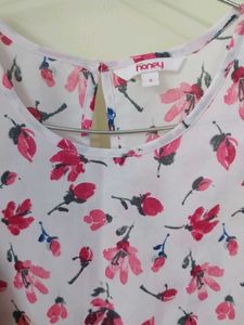 Cute Floral White Cold Shoulder Top For Women.