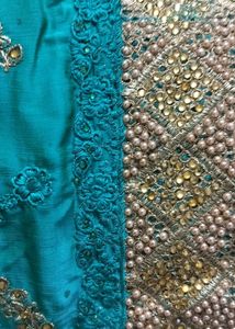 Elegant Teal Embroidered Saree