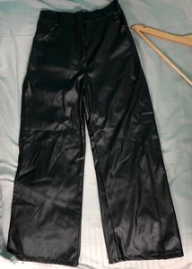 Faux Leather Wide Legs Pants