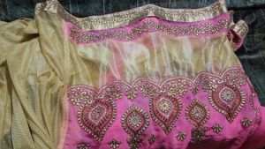 Pink and Golden Two Colour Saree For Festive wear