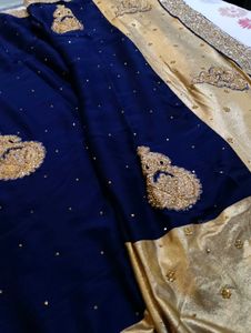 Elegant Blue and Gold Saree
