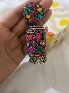Colorful Beaded Jhumka Earrings
