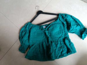 Cute Green Tie-Front Top