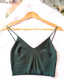 Green Knit Crop Top