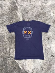 Navy Tee with Orange XX Design And Backprinted