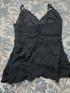 Crochet Detail Black Top