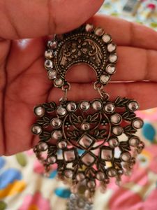 Black Metal Jhumka For Women