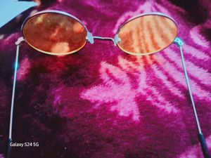 29K Unisex Round Yellow Silver Frame Sunglassess
