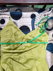 Lemon Green Solid Western Dress For Women