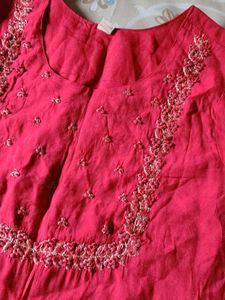 Elegant Red Embroidered Kurta