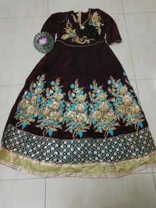 Elegant Embroidered velvet Ethnic Gown