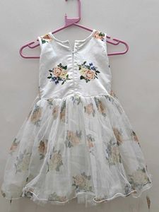 Little Diva White Floral Kids Party Frock