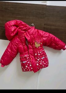 Red fluffy Kids Winter Jacket