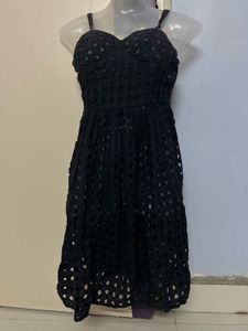 padded Black Eyelet Sundress with adjustable strip