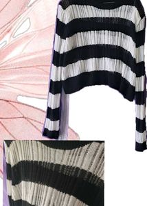 Striped Knit Cropped Sweater