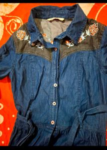 Denim Embroidered Dress