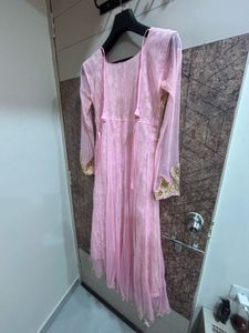 Pink &amp; Gold Embroidered Anarkali