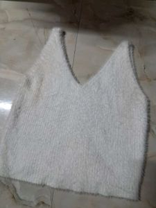 Fuzzy White Tank Top