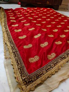 Red An Golden Combination Saree 🤩