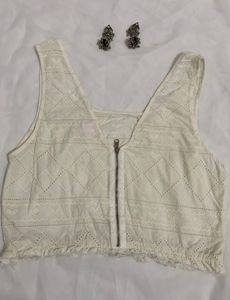 Vintage Lososte 🐊 White Crop Top🎀