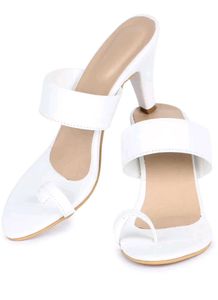 White Kolhapuri Style Heels