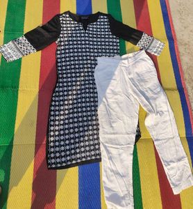 Black & White Kurta Set