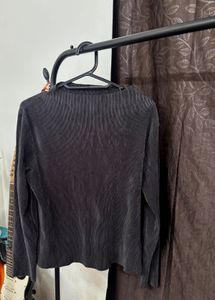 Elegant charcoal Long Sleeve Top