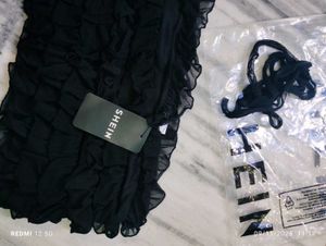 Black Ruffled Bandeau Top