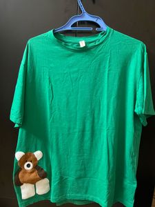 Green Tee with Bear Patch