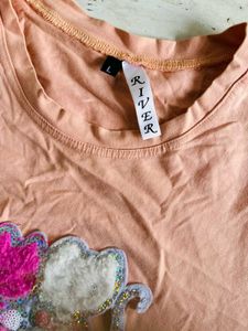 River Pink Cotton T-shirt - L