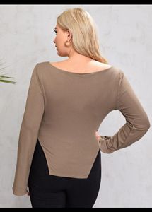Beige Square Neck Top